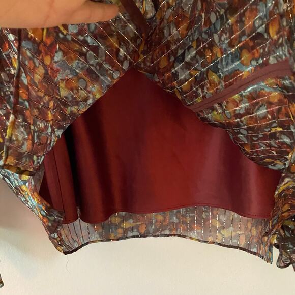 Lafayette 148 New York Women size Small Silk Puff Sleeve Long Sleeve Blouse Boho - Picture 6 of 11